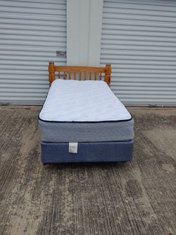 Twin size bed metal frame with mattress