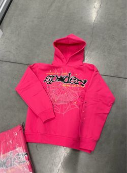 Sp5der Pink Graphic Hoodie-Size S