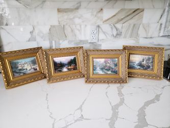 Thomas Kinkade  Set Of 4 Mini Framed Canvas Prints 