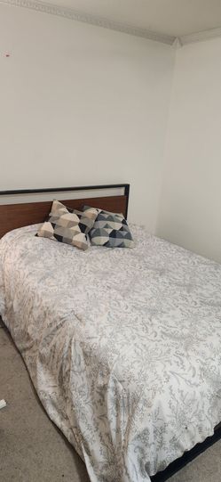 Queen Bed Frame with Wood Headboard