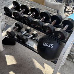 Commercial Dumbbells And Rack 