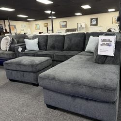 New L Shape Sectional In Light Or Dark Gray.  Ottoman $199 More. Delivery & Set Up Available 