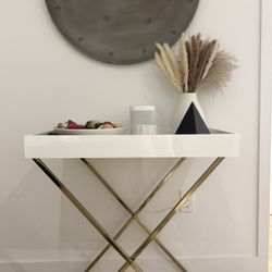 White & Gold Modern Console Table – Pick Up Only!