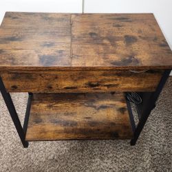 Night Stand/ End Table With Side Pockets And Internal Outlets