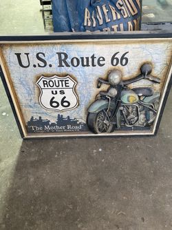 Route 66 3D Framed Hanging Art Motorcycle Memorabilia