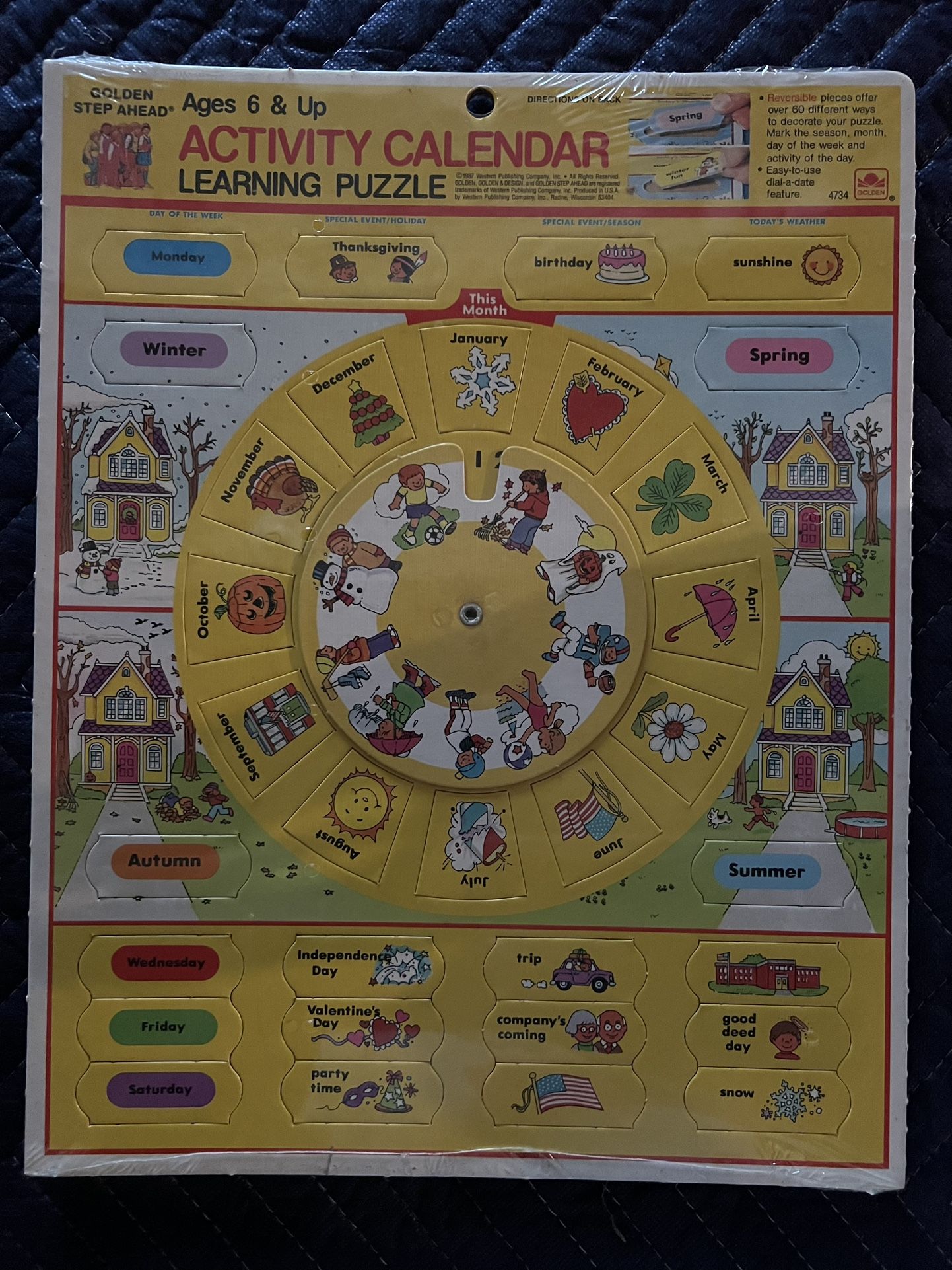 Vintage Golden Step Ahead Activity Calendar Learning Puzzle (Sealed, 1987)