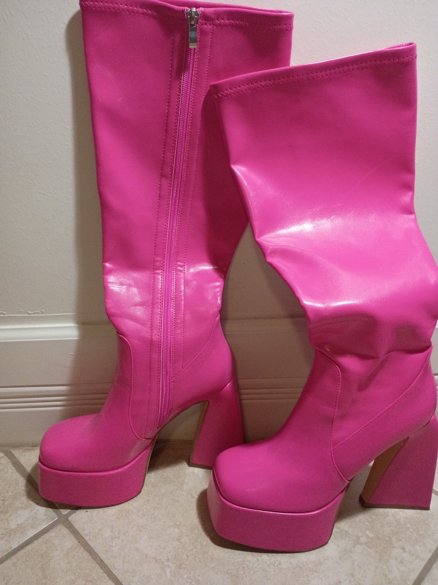 Pink platform/ thick heal Boots *Worn Once*