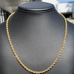 Jewelry 10k hollow yellow gold Rope necklace chain 22.50" 5.00mm w lobster lock