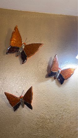 Orange bling wall butterfly decoration