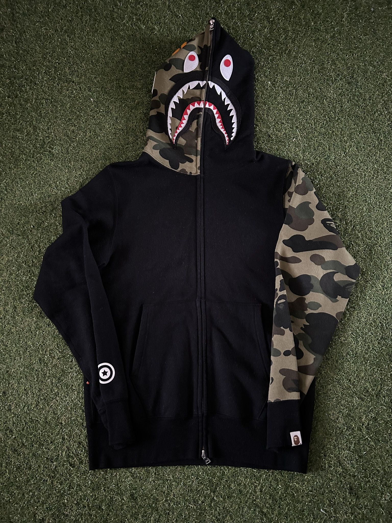 A Bathing Ape BAPE Shark Camo Zip Up Hoodie Small