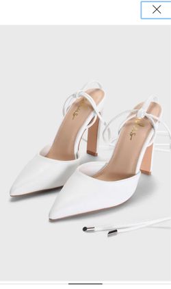 Lulus Munie White Pointed-Toe Lace-Up High Heel Pumps