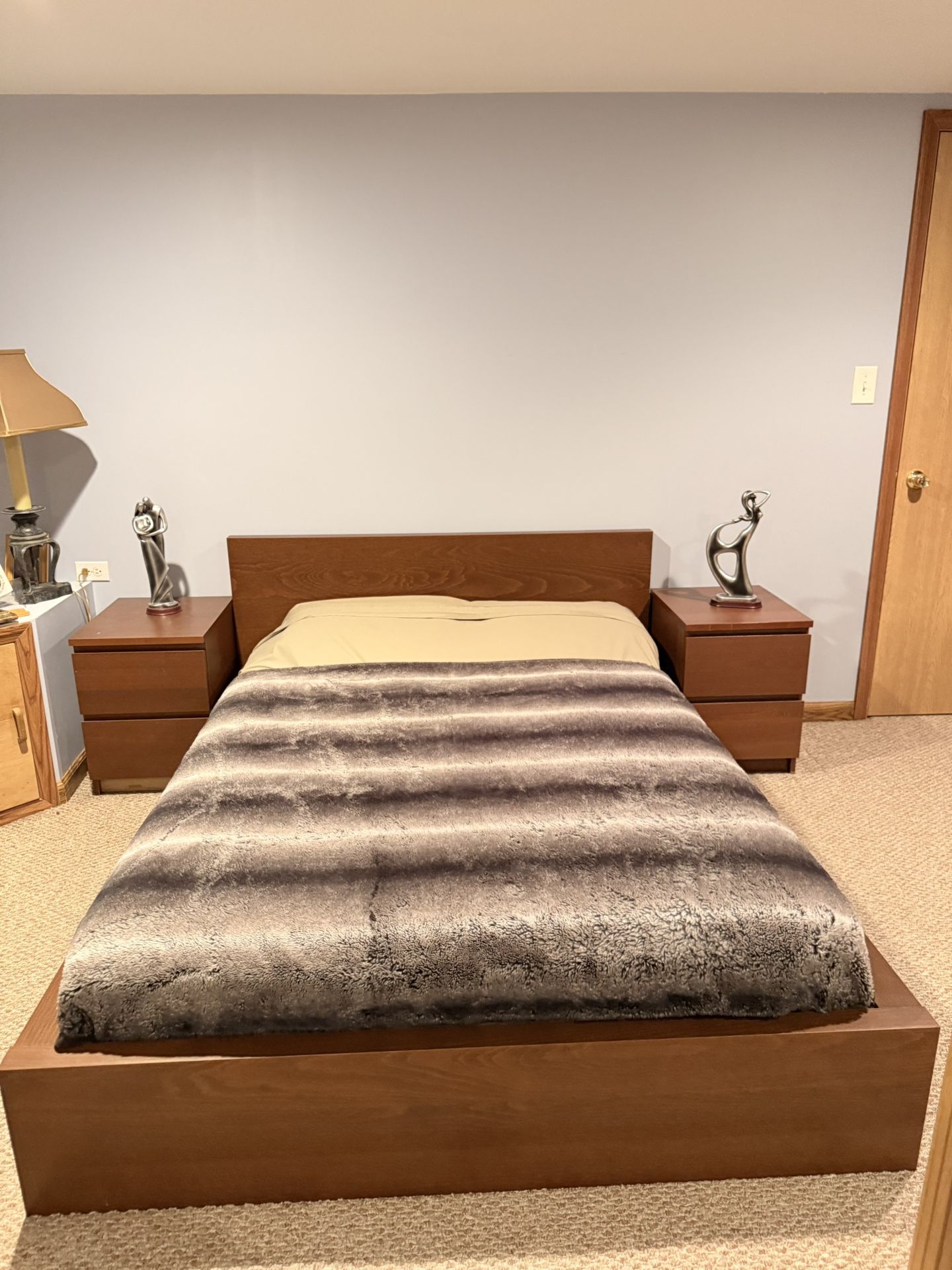 Full Size Bed Frame Including Two Nightstands