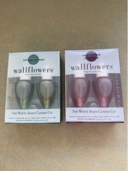 Lot of 2 Bath and Body Works the white barn candle co wallflowers fragrance bulbs juniper breeze and sun-ripened raspberry  New