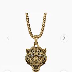 Proclamation Jewelry 14K Gold Tiger Pendant Diamond Eyes