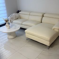 White Leather Couch 