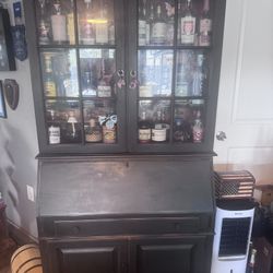 Solid wood whiskey cabinet