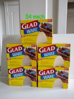 GLAD WARE Deep dish conditioner, microwave dishwasher freezer safe 3ct  ,64oz ( 8" x 5,5" x 3.75 )