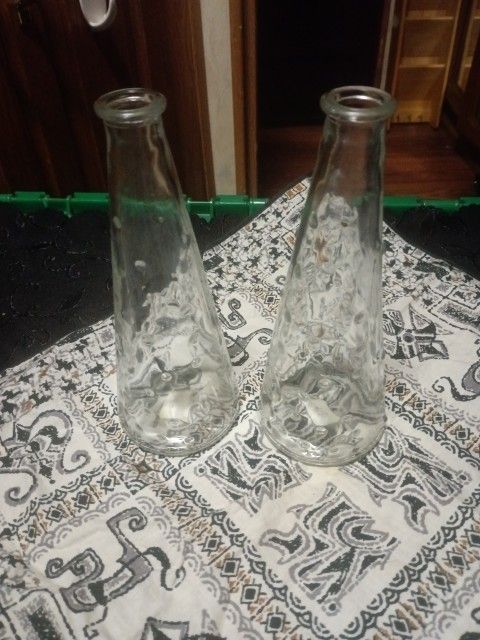 Vintage Set Of 2 Pressed Glass Vases For Sale.