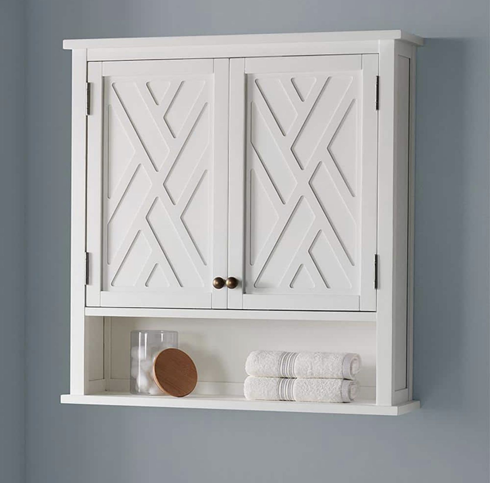 Alaterre Furniture Coventry 27 in. W Wall Cabinet with Two Doors and Open Shelf in White $115