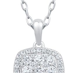 Diamond Necklace 1/2 ct tw Round-Cut 10K White Gold 18" Jewelry 