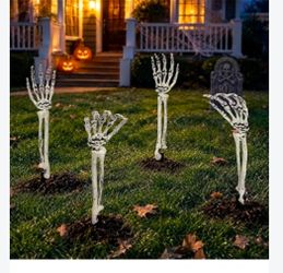 Halloween Skeleton Hand Yard Stakes Set