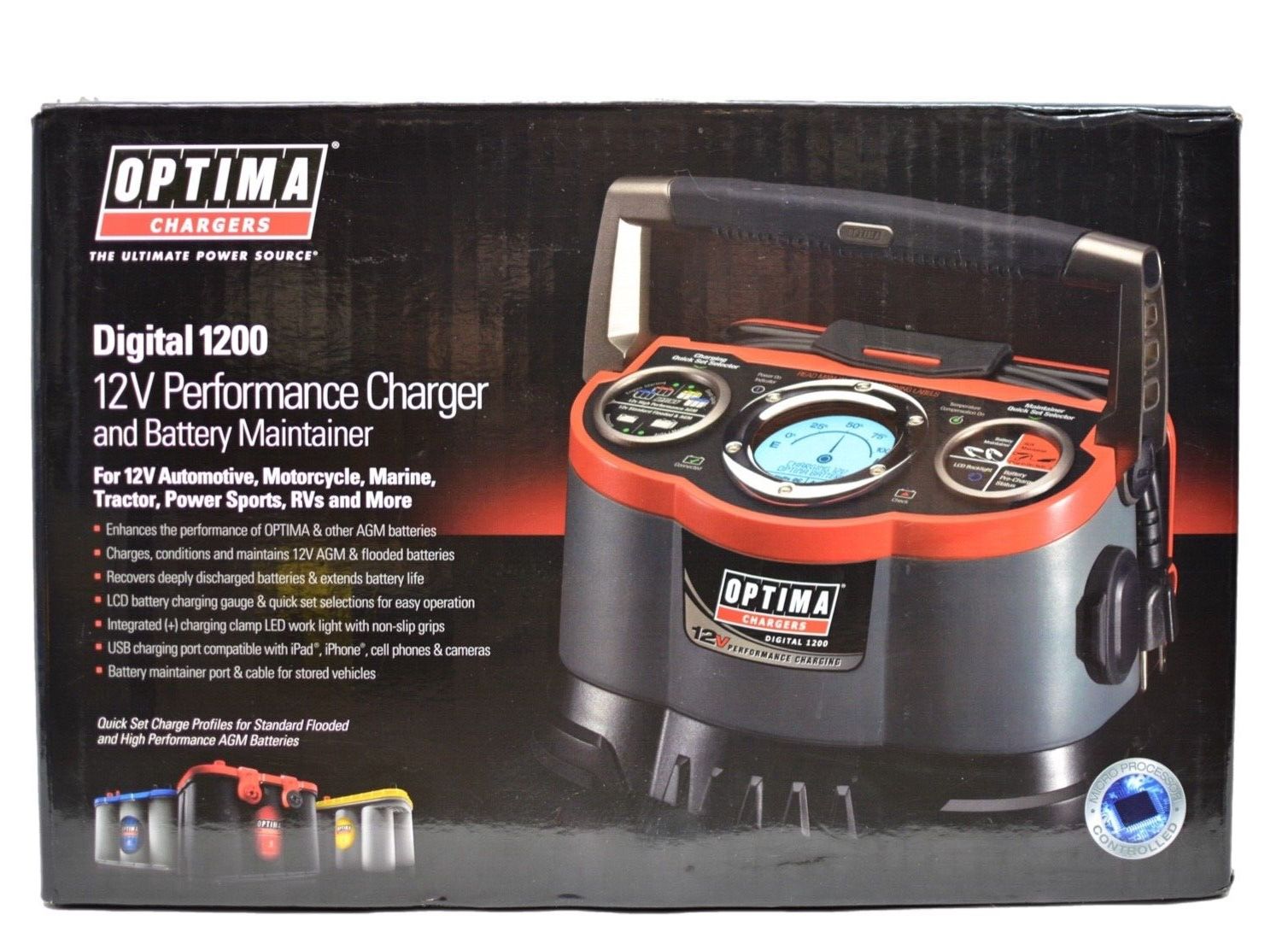 NEW Optima Digital 1200 12V Performance Battery Charger and Maintainer - 150-33508