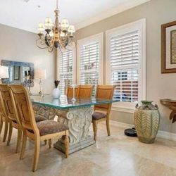 Etched Glass Dining Room Table and Console Table
