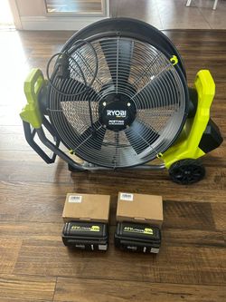 40V HP Brushless Cordless Hybrid 18 in. WHISPER SERIES Misting Air Cannona and 2 after market 7.5 ah batteries