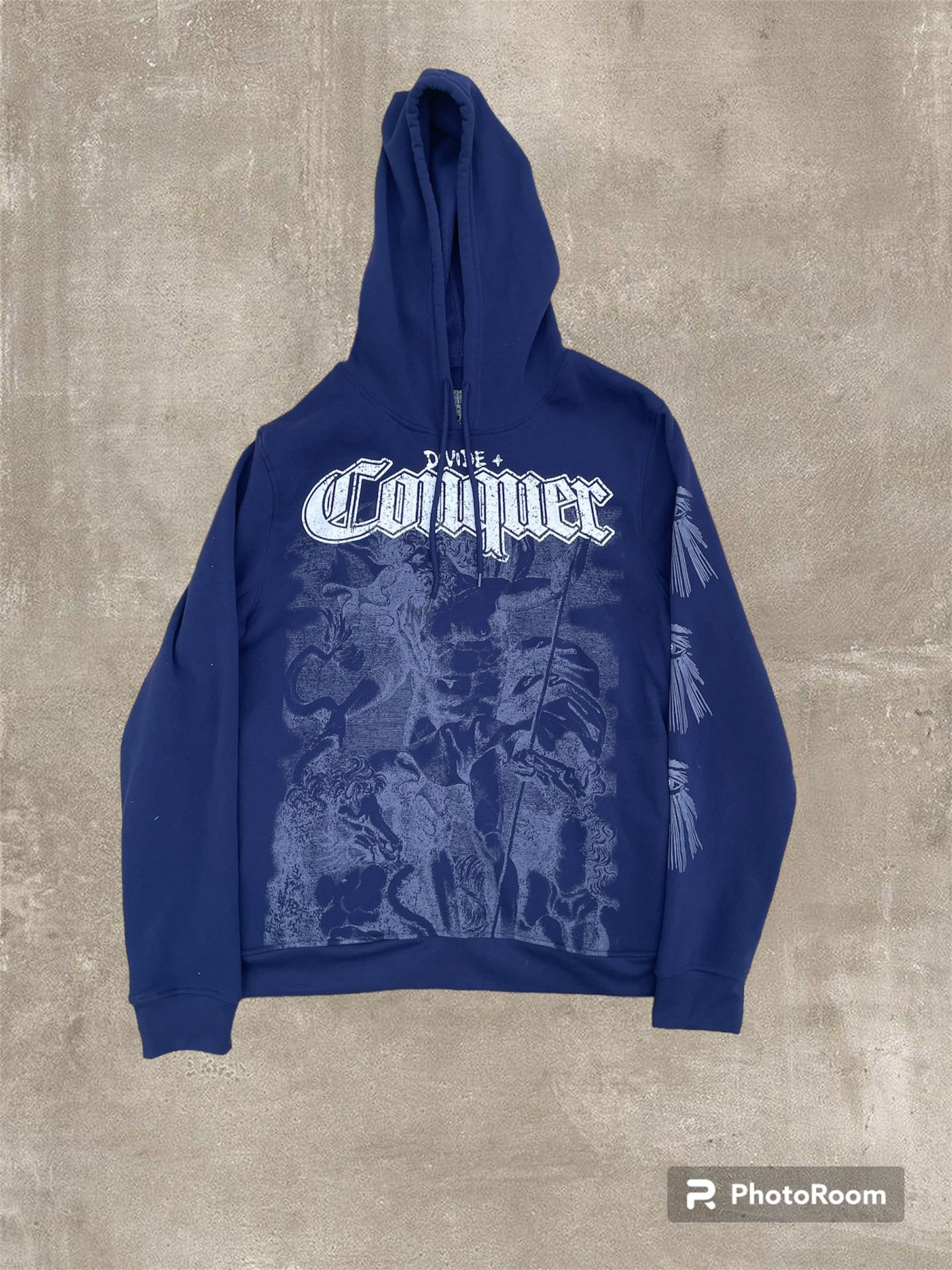 Divine Conquer Dark Blue Vintage Hoodie 