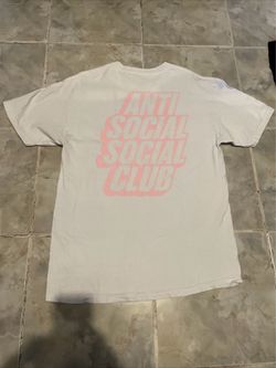 Anti Social Social Club White/Pink Double Sided Logo T-Shirt SZ L