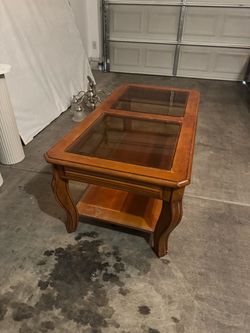 Wood and Glass Top Coffee Table