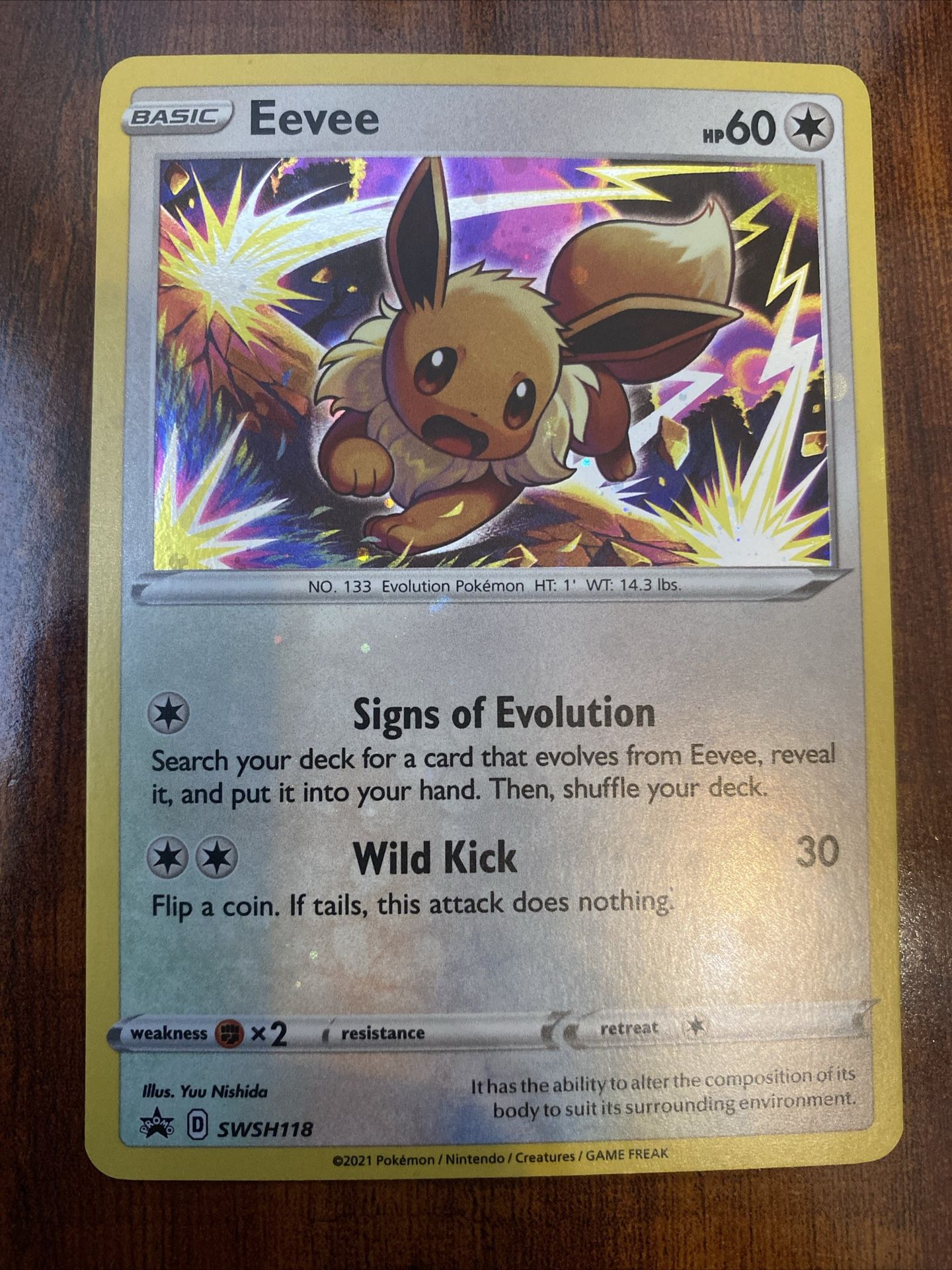 Pokemon Eevee SWSH118 Black Star Promo Cosmo Holo Bleed 2021 NM