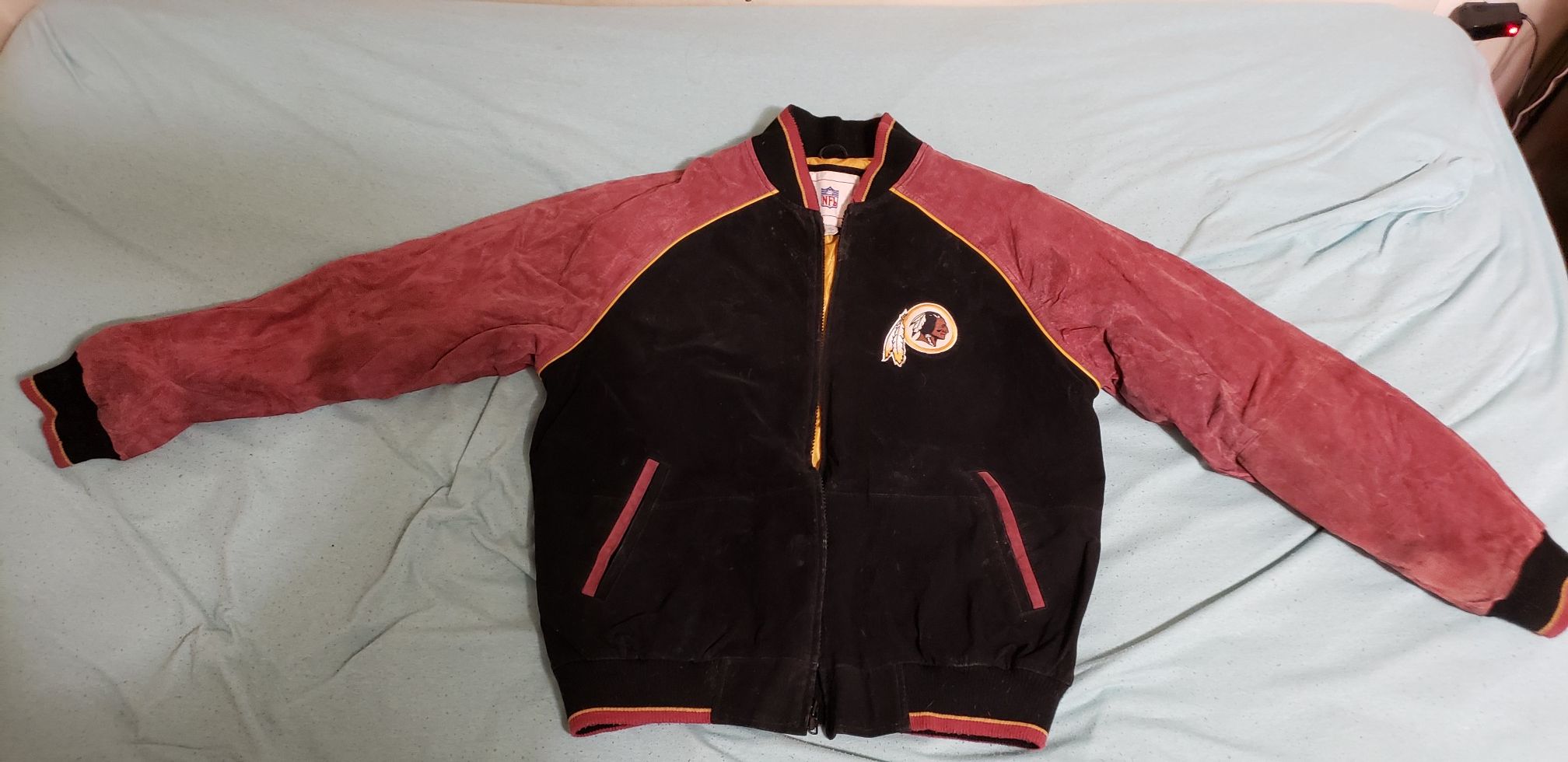 Large Vintage Redskins Leather/Suede Bomber Jacket