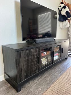 65” weathered pine tv stand