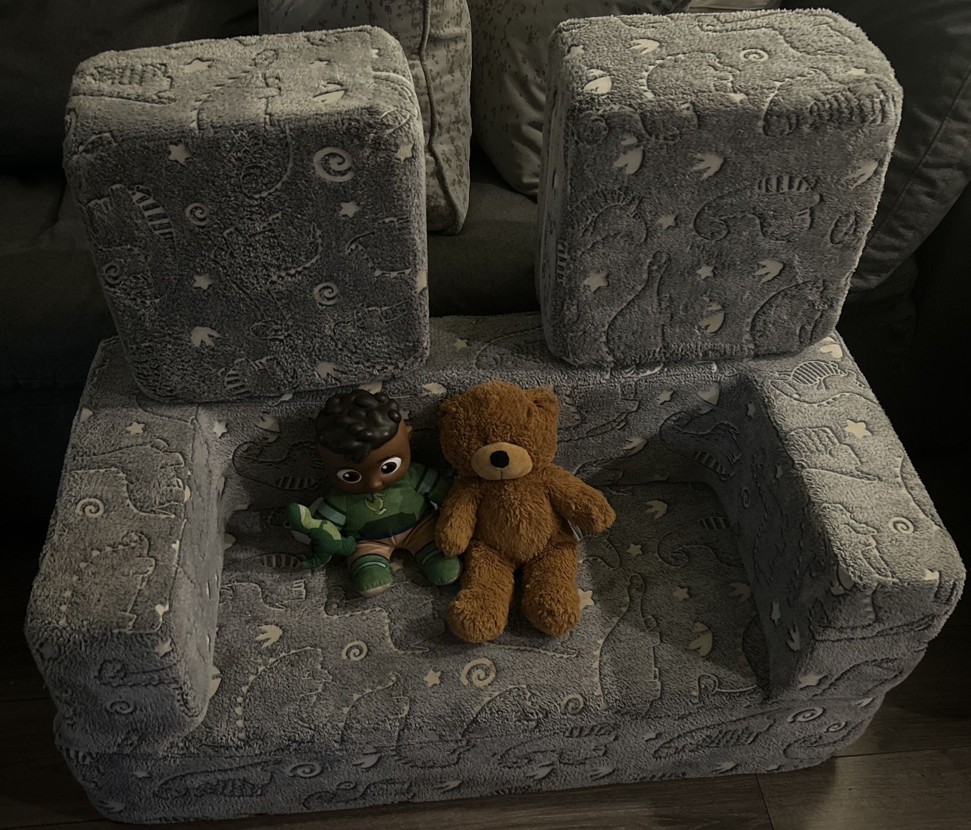 Grey Animal Printed Toddler Couch 