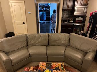 American Leather 4-Piece Gray Leather Sectional Sofa