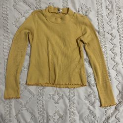 Yellow Ribbed Long Sleeve Top