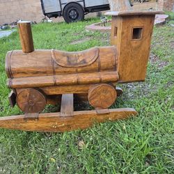 Antique Solid Wood Rocking Train Hand Carved