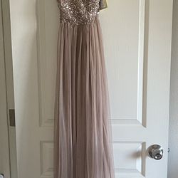Prom Bridesmaid Wedding Dress Full Length Blush Rose Gold