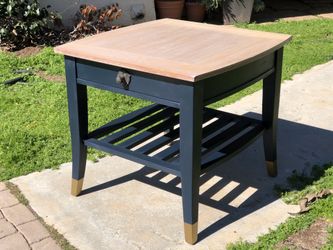 🌿Refinished Side Table in Navy with Drawer and shelf Storage