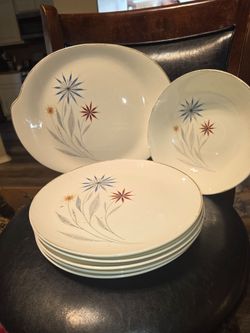 Vintage Ceramic Dinnerware Set with Floral Pattern