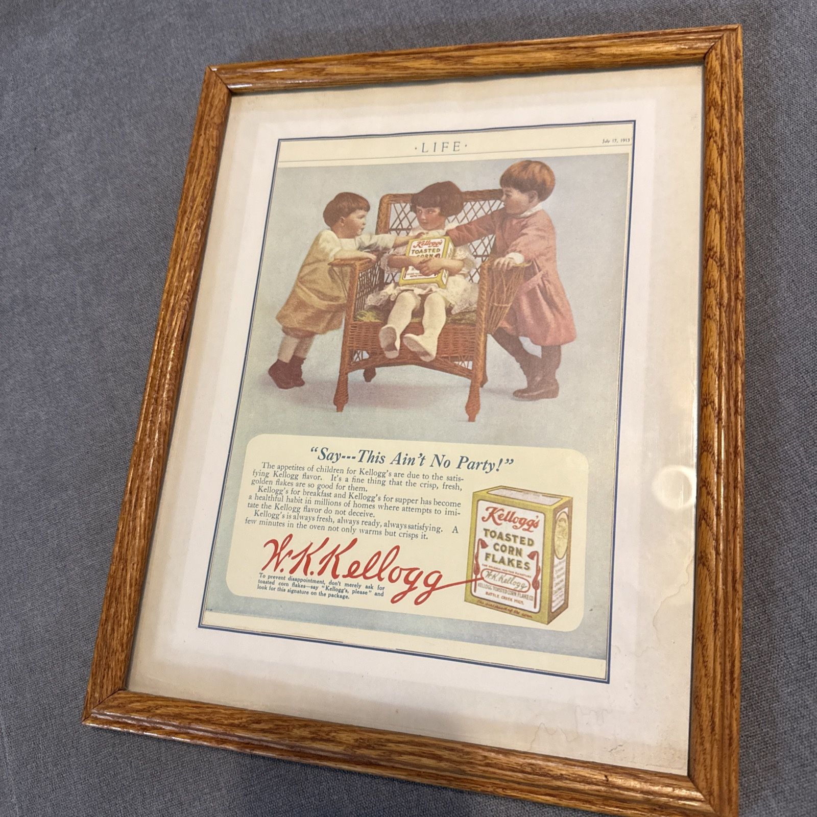 1913 Kellogg's Toasted Wheat Biscuit and Toasted Corn Flakes Ad Framed Vtg #trl7