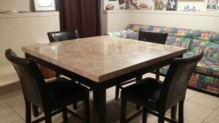 Granite top pub table and online chairs