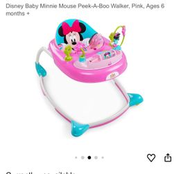 Disney Baby Minnie Mouse Peek-A-Boo Walker, Pink, Ages 6 months + Like new