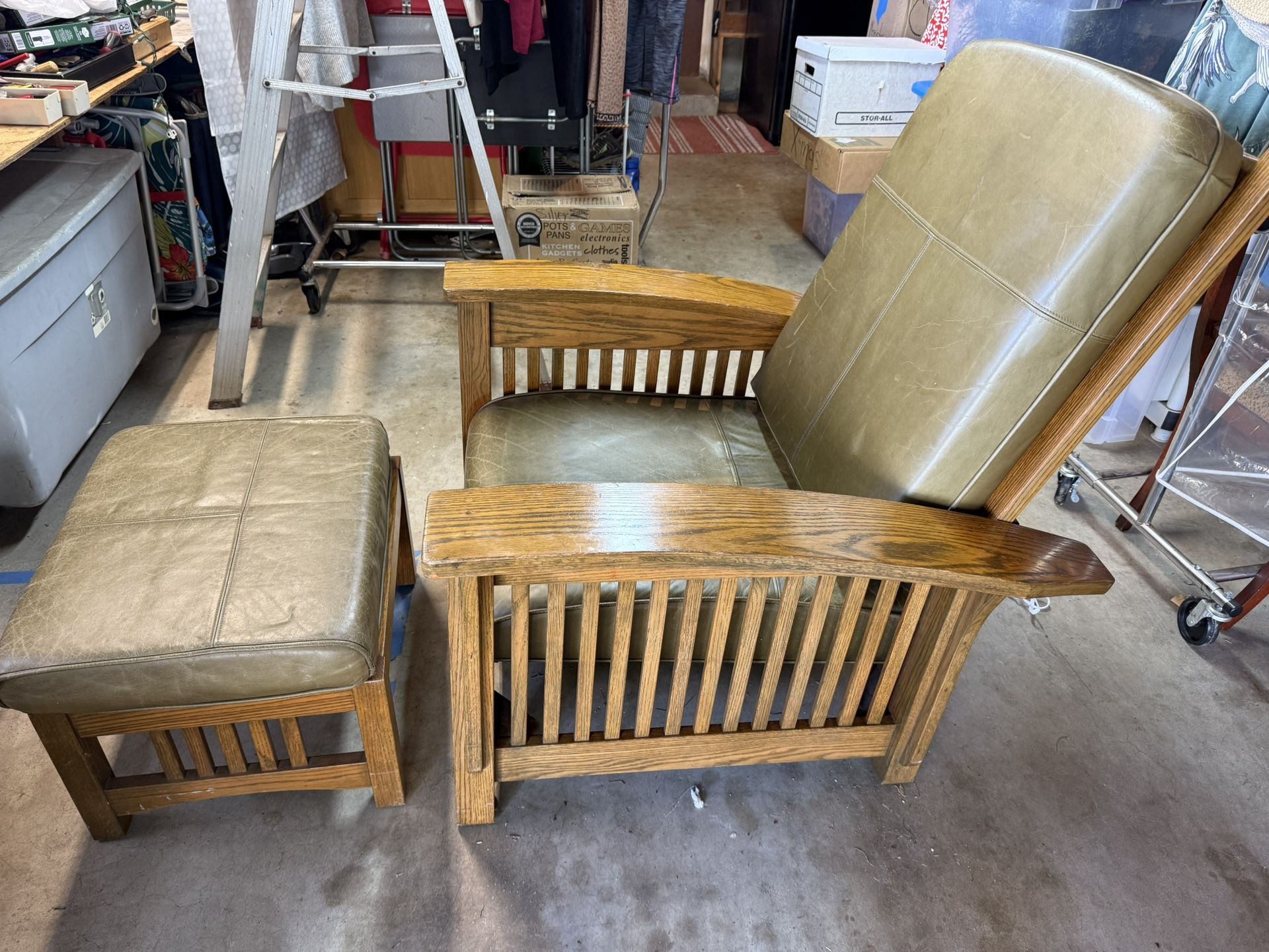 Mission Style Chair and Ottoman