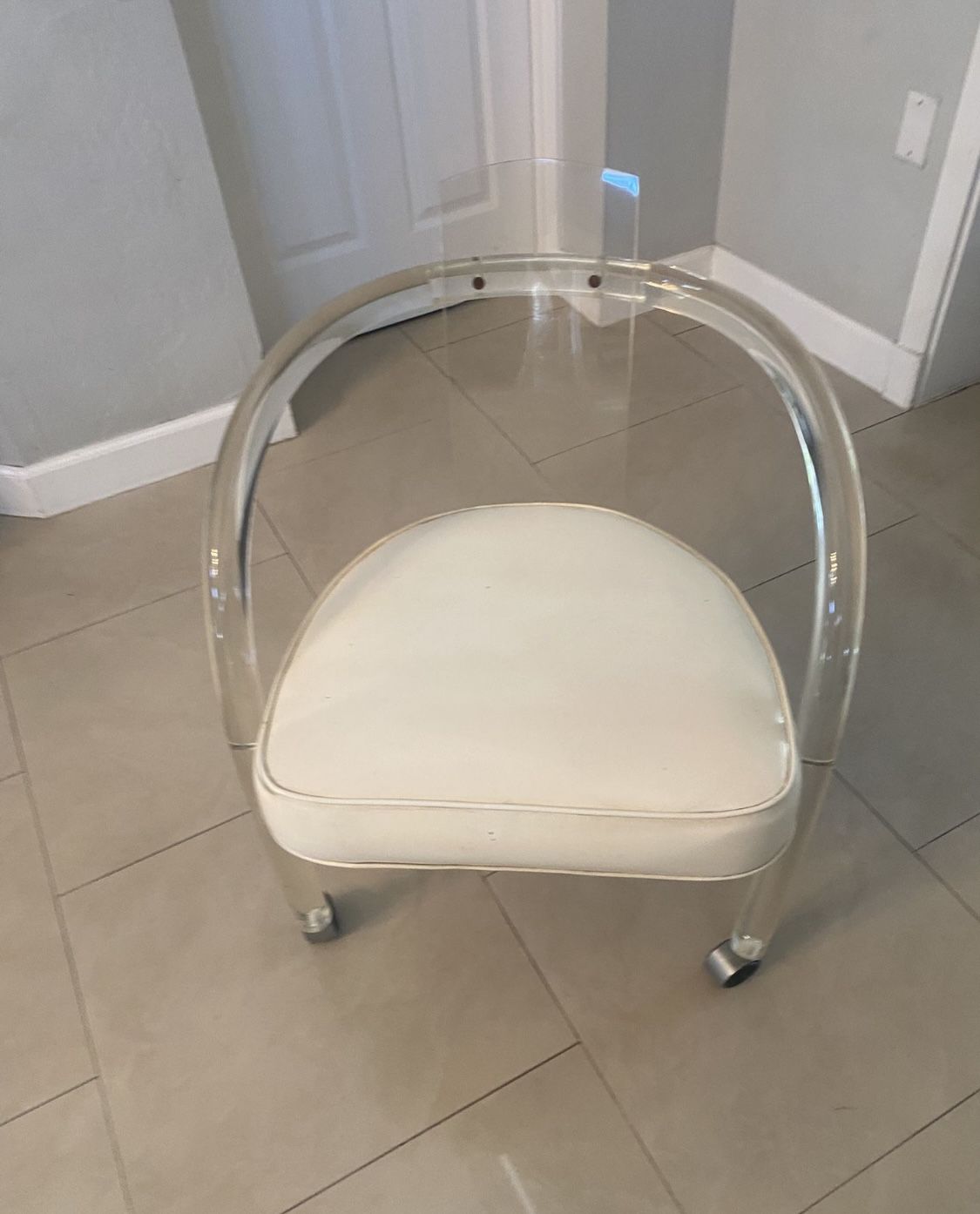 Mid-Century Lucite Acrylic Rolling Chair