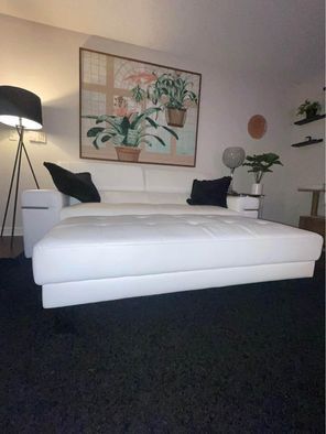 Modern Adjustable White Leather Sofa