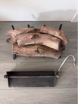 Gas Fireplace Set: Single Burner + Grate + Ceramic Logs