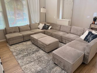 Large Modular Sectional Sofa with Ottoman