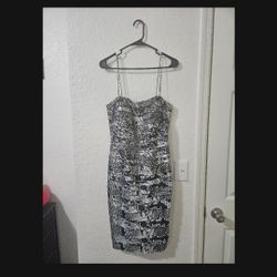 JS Collections Black and White Patterned Dress